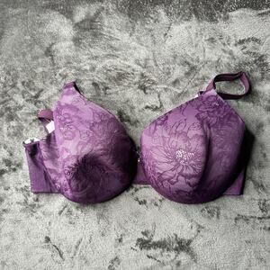 Cacique Back Smoothing Full coverage Bra 40DD Purple Lace Lane Bryant